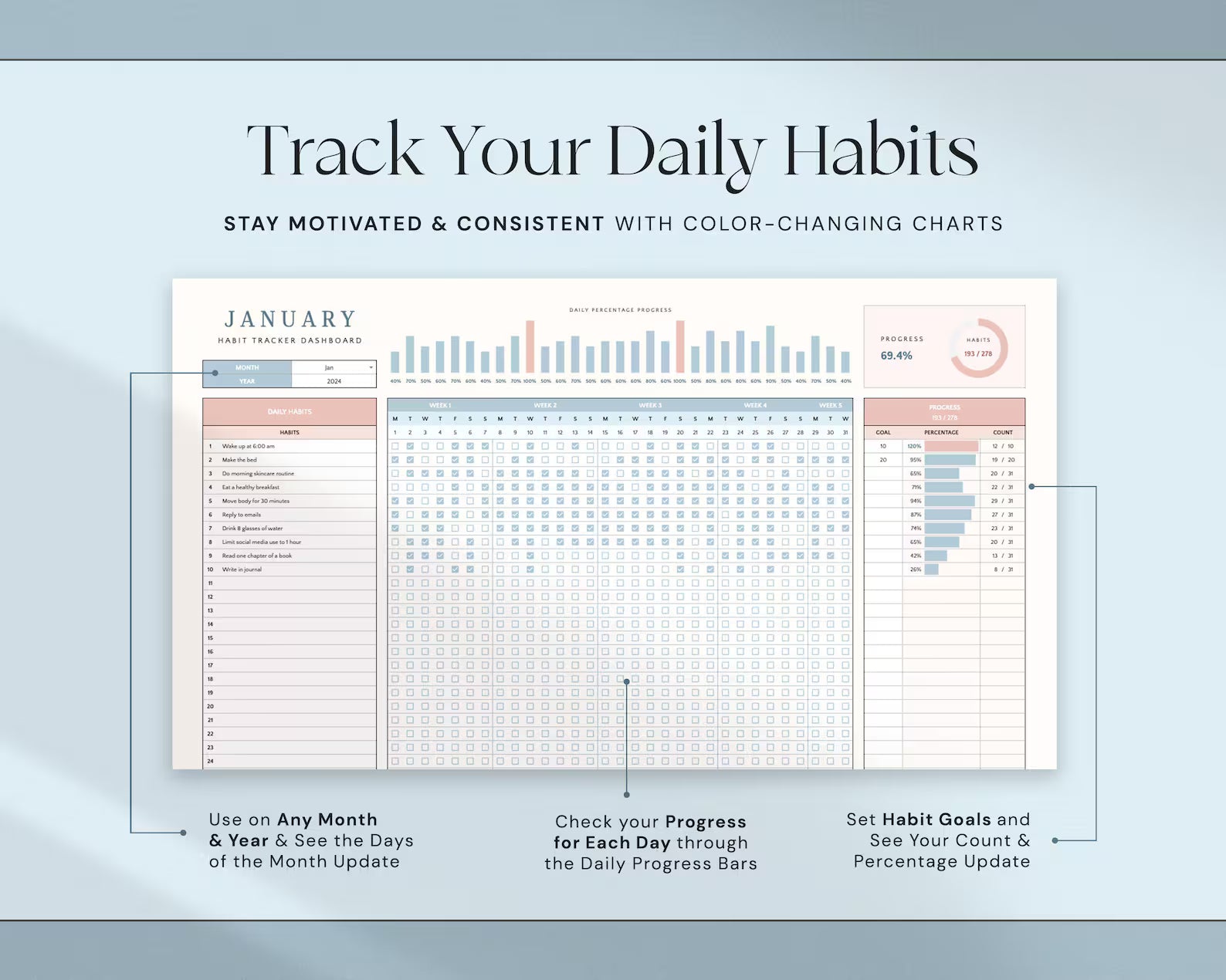 Daily Habit Tracker – Build Consistency & Achieve Your Goals